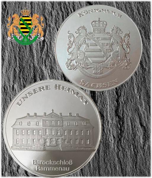 Sachsen-Taler "Barockschloß Rammenau" 28mm Feinsilber handgeprägt